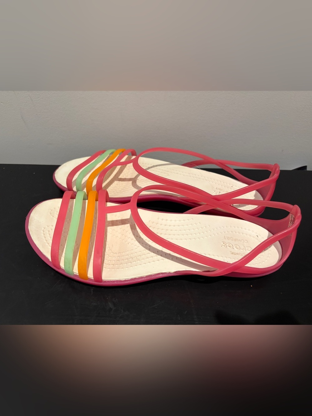Crocs Women’s Pink Multi-Strip Jelly Sandals - Comfortable Summer Flat